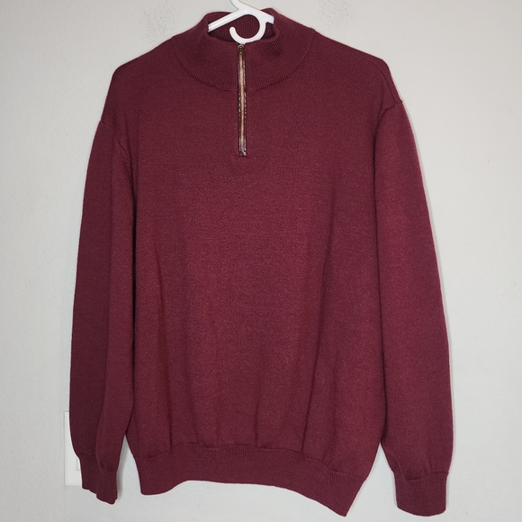 Viyella 100% Merino Wool Maroon 1/2 Zip Sweater Mens Size XXL - Picture 1 of 16